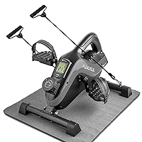 Under Desk Bike Pedal Exerciser - FlexCycle Exercise Bike Stationary Magnetic Cycle with LCD Monitor & Resistance Bands for Arm & Leg Recovery & Therapy