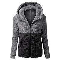 Women Winter Hooded Coat Fleece Sweatshirt Fashion Zipper Pullover Warm Plush Jacket Oversized Sweater Top Outwear