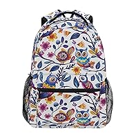 ALAZA Rainbow Owl Cartoon Backpack Purse with Multiple Pockets Name Card Personalized Travel Laptop Book Bag, Size S/16 inch