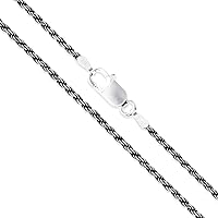 Sterling Silver Diamond-Cut Oxidized Rope Chain Solid 925 Italy Necklace