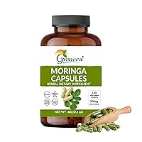Grenera Pure Moringa Leaf Capsules | Green Super Food Supplement | Made with Organic Grown Moringa Leaf Powder, Malunggay Leaf Powder (240 Capsules) (Moringa Leaf, 120)