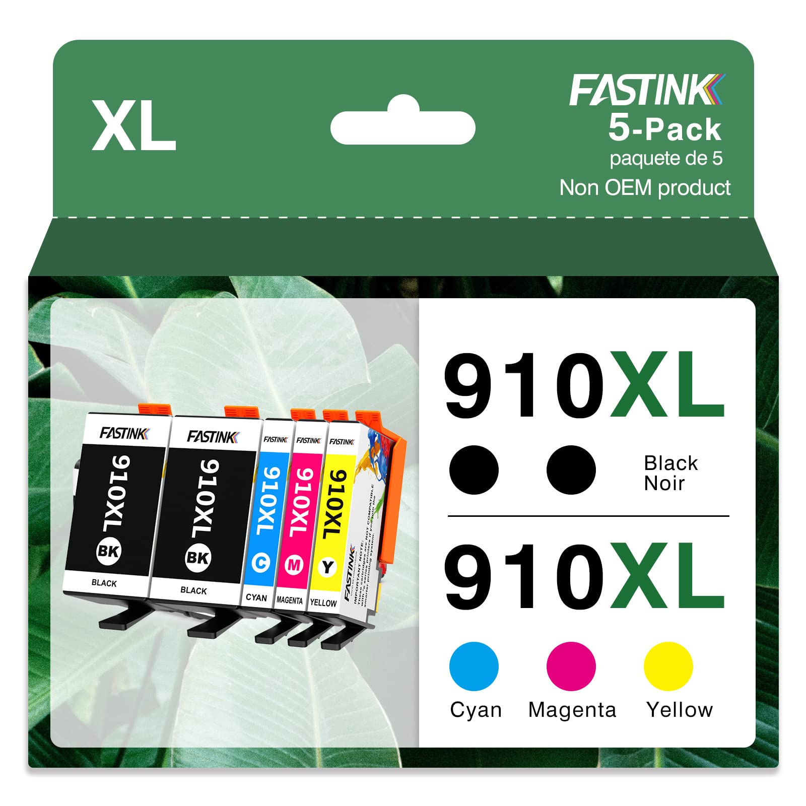 FASTINK Compatible with HP 910XL 910 XL Ink Cartridges for 8025e 8025 8020 8035e 8035 8022 8028 (Not for *e Printer with HP+ Service), 5Pack