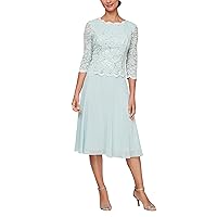 Alex Evenings Women's Plus-Size Mock Dress with Sequin-Lace Bodice
