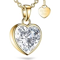 Amoonic Heart Necklace Gold (Silver 925 Gold-Plated) I Women's Necklace Adjustable from 45-50 cm I Heart Pendant I Love You Gold Chain Heart I Chain with Stone Women Jewellery Gift for Her Mum