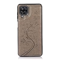Phone Case Compatible with Samsung Galaxy A12 Phone Case, Luxury PU Leather Case [Two Magnetic Clasp][Card Slots] Stand Function Butterfly Flower Pattern Durable Soft TPU Wallet Cover Compatible with
