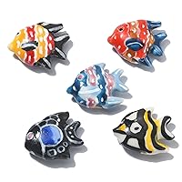 LiQunSweet 20 Pcs Random Colored Handcrafted Porcelain Ceramic Animal Beads Ocean Marine Life Tropical Fish Beads for Jewelry Making
