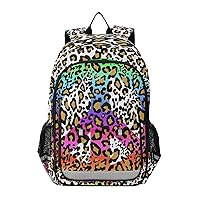 ALAZA Rainbow Peace Sign Leopard Laptop Backpack Purse for Women Men Travel Bag Casual Daypack with Compartment & Multiple Pockets