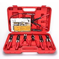 Hose Clamp Pliers 9-Piece, Hose Clamp Removal Kit With 24’’ Flexible Hose Clamp Pliers, Clic-R Collar Clamp Pliers and Hose Removal Hook For Automotive Hoses With Spring/Screw/Ear Clamps