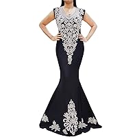 African Black and Silver Morrocan Beaded Evening Long Party Abaya African Kaftan Dresses for Women