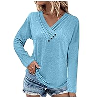 COTECRAM 2024 Women's Long Sleeve Fashion Casual Spring Summer Tops Crewneck/V-Neck Tunics Shirts Blouses Graphic Tees