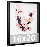 Large 16x20 Shadow Box Frame with Soft Linen Back - Jersey Frame Memory Display Case, 12 Push Pins Included, Black
