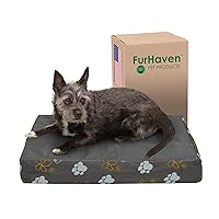 Furhaven Water-Resistant Cooling Gel Dog Bed for Small Dogs w/ Removable Washable Cover, For Dogs Up to 20 lbs - Indoor/Outdoor Garden Print Mattress - Iron Gate, Small