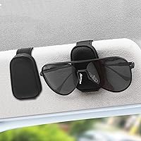 2 Pack Sunglass Holder for Car, Magnetic Leather Eyeglass Hanger Sunglass Clip for Car Visor, Car Sunglass Holder Organizer Storage, Car Interior Accessories (2PCS, Black)