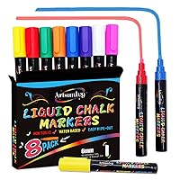  Chalk Markers - 8 White Fine Tip, Erasable, Non-Toxic,  Water-Based, Crisp White For Kids & Adults for Glass or Chalkboard Markers  for Businesses, Restaurants, Liquid Chalk Markers (8 White 1mm) 