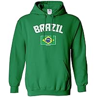 Threadrock Men's Brazil Brazilian Flag Hoodie Sweatshirt