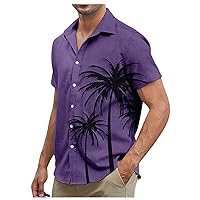 Shirts for Men Hawaiian Shirts Short Sleeve Button Up Collared Shirts 2023 Summer Beach Shirts Mens Floral Tops