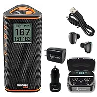 Wearable4U - Bushnell Wingman View Golf GPS Bluetooth Speaker with Ultimate Black Earbuds and Wall and Car Chargers Bundle