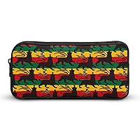 Rastafarian Flag with Lion High Capacity Pencil Pen Case Portable Pencil Bag Cute Storage Pouch