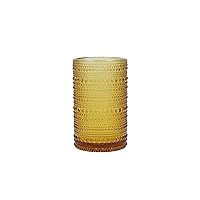 Fortessa Jupiter Beaded Hobnail Glass, 13 Ounce Iced Beverage (Set of 6), Amber