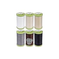 Coats & Clark Hand Quilting Thread - Cotton Covered Polyester -325 Yards - S960-6 Pack Bundle with 3 Bella's Crafts Needle Threaders (White Natural Ecru Chona Brown Slate Black)