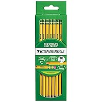 Ticonderoga Wood-Cased Pencils, Pre-Sharpened, 2 HB Soft, Yellow, 18 Count