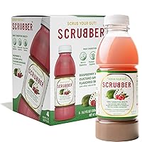 Scrubber Fiber Infused Fruit Juice with Probiotics and Prebiotics for Daily Digestive Gut Health, Immune Support, Regularity & Weight 16.9 oz Natural Beverage, Raspberry and Custard Apple, 4 pack