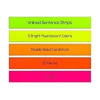 Hygloss Unruled Sentence Strips for Teachers - 25 Strips, 5 Bright Neon Colors - 3
