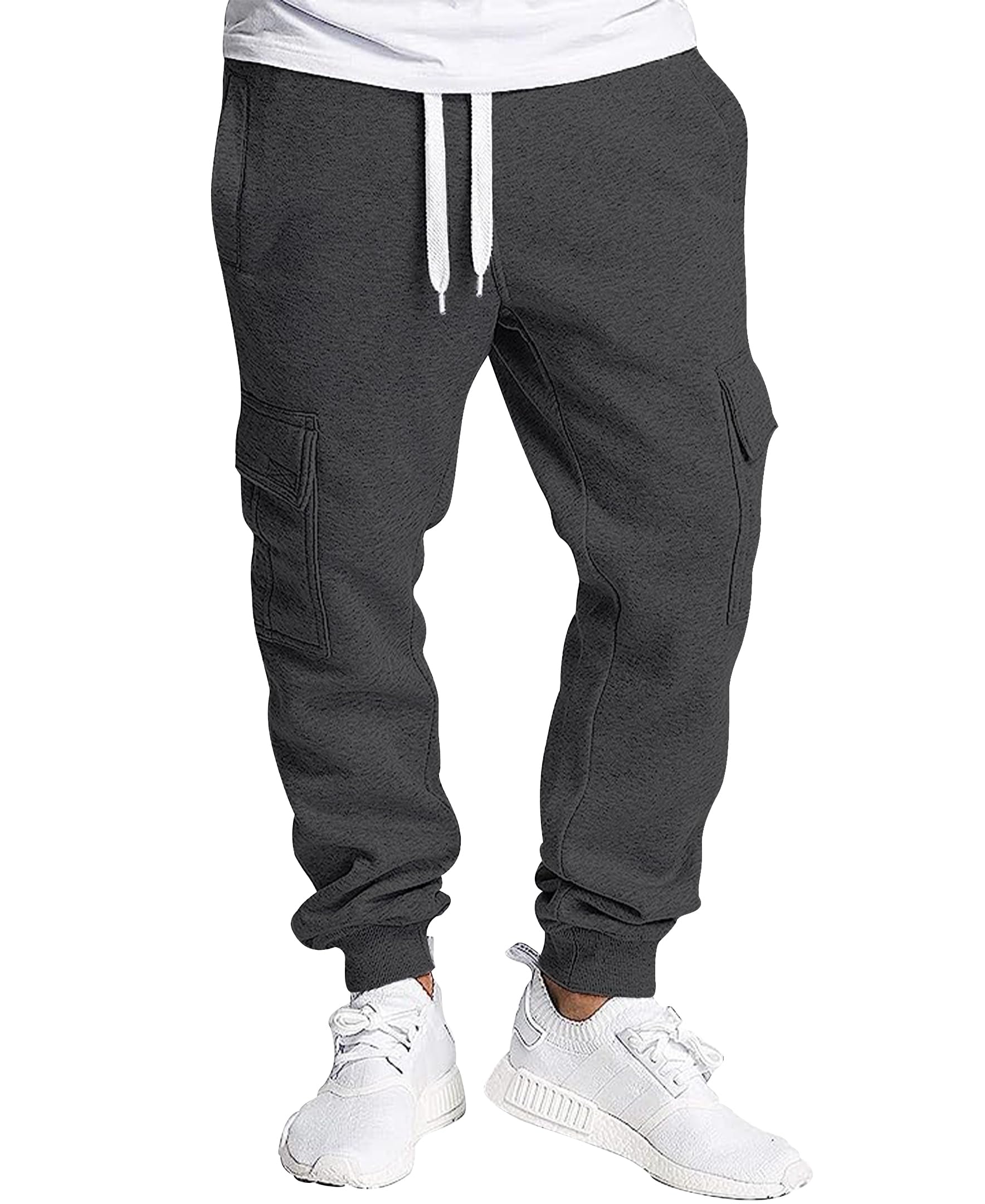 Southpole Men's Basic Active Cargo Jogger Pants, Fleece & Tech Woven Nylon