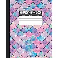 Composition Notebook: Wide Ruled Lined Paper Journal With Pastel Mermaid Fish Scale Cover Design for Kids, Teens, and Adults