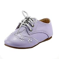 Girl's Dress Shoes Oxford Perforation in Shape of Flower Detail Purple Toddler Sz 9