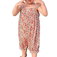 Toddler Baby Girl Rustic Floral Pattern Print Suspender Romper Jumpsuit Playsuit Holiday Clothes Easter