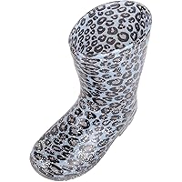 Childrens Kids Girls Slip On Waterproof Leopard Print Walking Rain Snow Wellington Boots