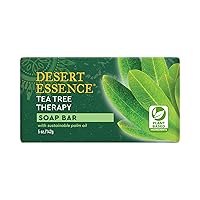 Desert EssenceTea Tree Therapy Cleansing Soap Bar 5 oz - Gluten Free, Vegan, Non-GMO, Sustainably Harvested Palm Oil, Tea Tree Oil & Jojoba Oil to Gently Cleanse & Nourish, Good for Sensitive Skin