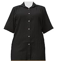 Women's Plus Size Black Gauze Short Sleeve Tunic