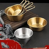 Factory direct supply Korean seasoning 304 stainless steel bowl gold with handle Japanese restaurant rice wine snack bowl