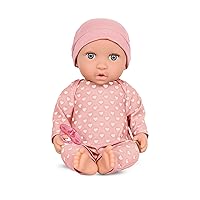 LullaBaby – 14-inch Realistic Baby Doll – Fair Skin Tone & Gray Eyes – Soft Body & Removable Outfit – Pink Hat & Pacifier Accessory – Toys For Kids Ages 2 & Up – Baby Doll – Pink Heart-Print Pajama