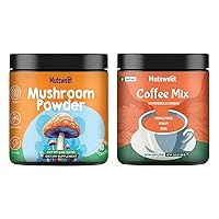 Ten Mushroom Powder 8oz & Rhodiola Rosea Ginseng Coffee 5.64oz, Lions Mane, Reishi, Cordyceps, Chaga, Turkey Tail for Energy, Immune, Focus