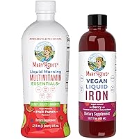 MaryRuth's Liquid Multivitamin for Adults & Kids and Liquid Iron Supplement for Women & Men, Sugar-Free, 2-Pack Bundle for Daily Immune Support & Iron Deficiency