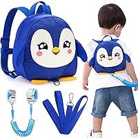 Accmor Toddler Harness Backpack Leash, Cute Penguin Kid Backpacks with Anti Lost Wrist Link, Mini Child Backpack Harness Leashes Walking Wristband Rope Travel Bag Harness Rein for Baby Girls (Blue)