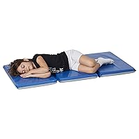 Proposed Value: ECR4Kids Premium Folding Rest Mat, 3-Section, 1in, Sleeping Pad, Blue/Grey