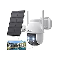 ieGeek Security Cameras Wireless Outdoor, 2K Solar WiFi Camera for Home Security System, Battery Powered Surveillance Cam with Solar Panel, 360° PTZ Color Night Vision, Motion Sensor, Works with Alexa