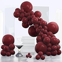 PartyWoo Burgundy Balloons, 120 pcs Wine Red Balloons Different Sizes Pack of 18 Inch 12 Inch 10 Inch 5 Inch Maroon Balloons for Balloon Garland or Balloon Arch as Birthday Party Decorations, Red-Y62