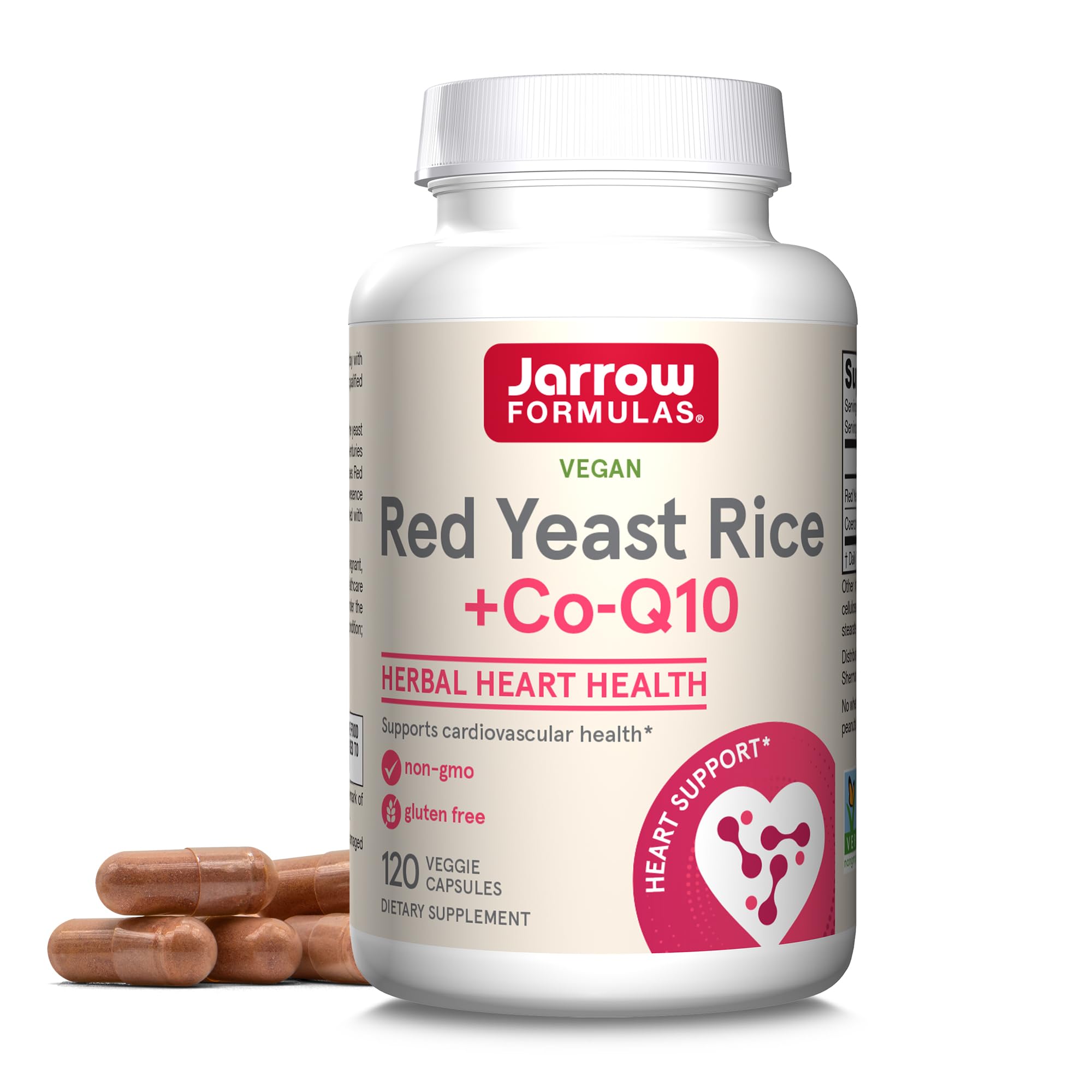 Jarrow Formulas Red Yeast Rice 1200 mg & Co-Q10 100 mg Per Serving-120 Veggie Caps-60 Servings & Heart Health-Vegan & Citrus Bergamot 500 mg-60 Servings (Veggie Caps)
