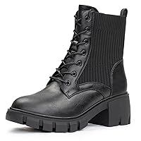 2024 Women's Chelsea Boots Chunky Boots Platform Ankle Shoes Pull-On Lug Sole Elastic Fall Black Fashion Booties