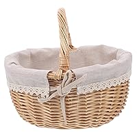 Happyyami Storage Basket Willow Woven Basket Storage Boxes with Lids Dresser Tray Flower Arrangement Basket Storage Bin with Lid Rattan Dressing Table Dinner Plate Planted Willow