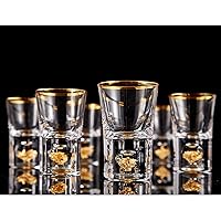DUJUST Shot Glasses (1.5oz), Crystal Shot Glass Set Decorated with 24K Gold Leaf Flakes, Cool & Cute Shot Cups, BPA-Free & Lead-Free, Perfect for Décor & Collection, Gift Choices - 6 pcs