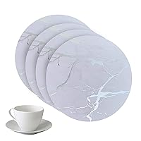 Marble Cork Foiled Granite Thick Cork Heat Resistant Dining Table Coasters Printed Foil Marble Designed Round 4x4 Placemat in Silver