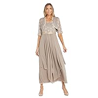 R&M Richards Women's 2 Piece Lace Mother of The Bride Dress and Shrug Set