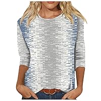 Shirts for Women, Women's Fashion Casual Seven-Point Sleeve Printed Round Neck Top