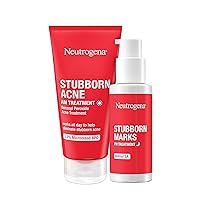Neutrogena Stubborn Acne AM Face Treatment with Benzoyl Peroxide, 2.0 oz & Stubborn Marks PM Treatment with Retinol SA, 1 fl. oz